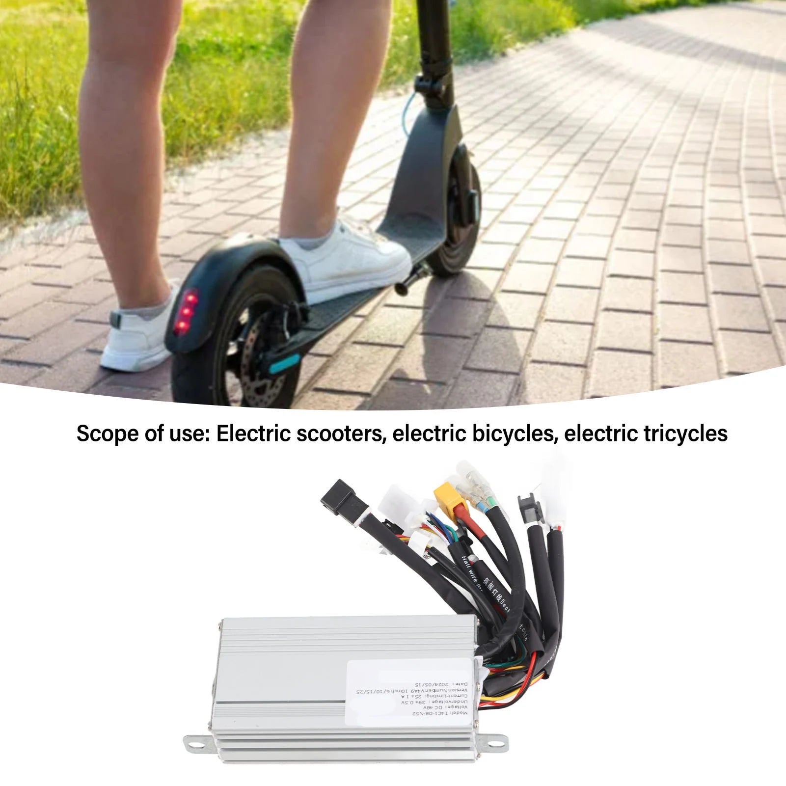Electric Bike Motor Controller 48V Good Heat Dissipation Safe Dual Drive Electric Scooter Controller 800W for Electric Tricycle