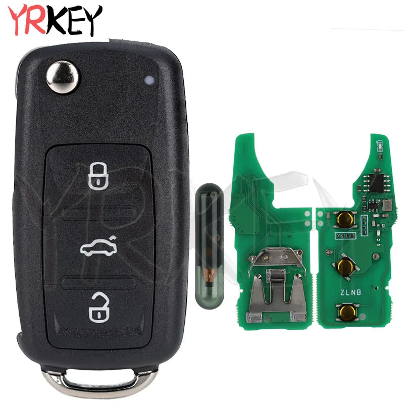 Fob Flip Remote Key for Volkswagen VW Passat Skoda Sedan Polo Beetle Golf 4 5 6 Eos Jetta Tiguan Rapid 433MHz ID48 Hu66 Car Keys