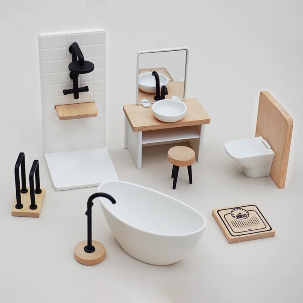 1:12 Dollhouse Simulation Bathroom Simulation White Wash Basin Dollhouse Miniature Bathroom Set Furniture Dollhouse