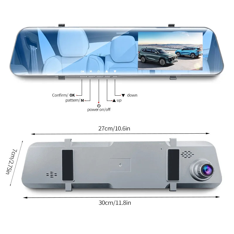 5MP Dash Cam Car Optional Dual Lens Night Vision 4.2In DVR Rearview Mirror Dash Camera Video Recorder Auto Wide-angle Camera
