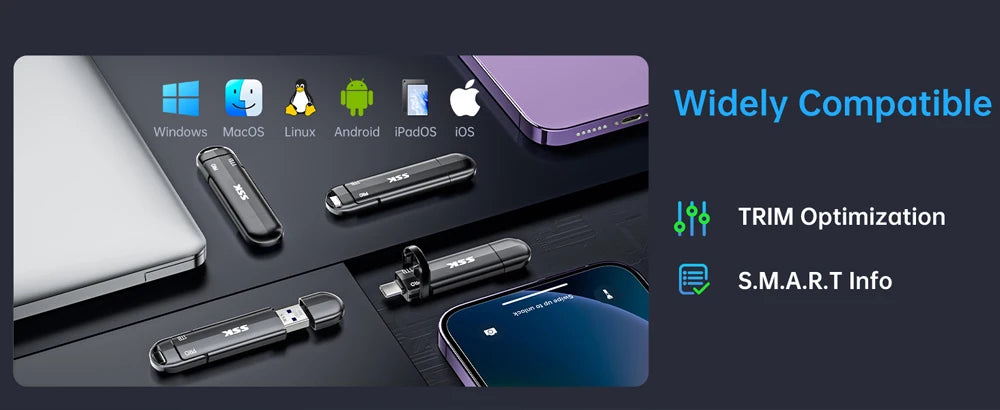 SSK 2TB Portable Solid State Disk 2TB 1TB SSD 1000MB/s High Speed Type C Flash Drives External Solid State Drives for PC Laptop