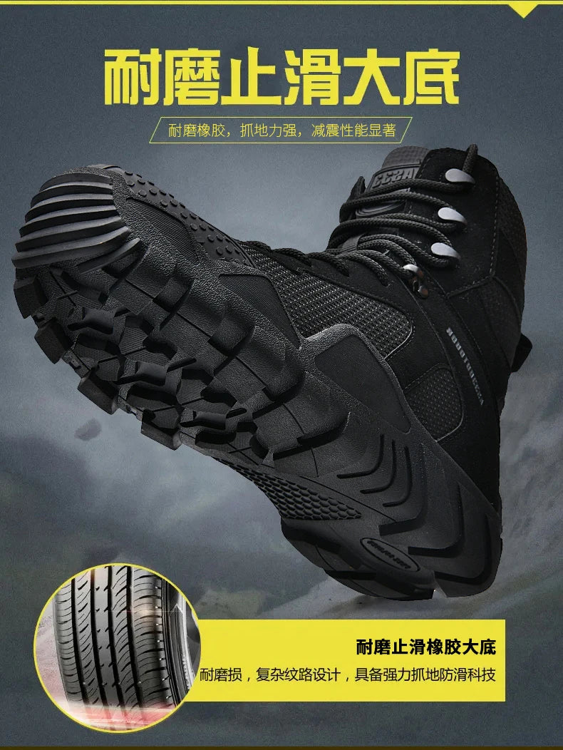 New Men Tactical Boots Lace Up Waterproof Climbing Hiking Shoes Motorcycle Training Army High Quality Hunting Unisex Desert Boot