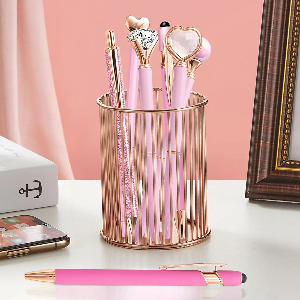 Pink Pens for Women 6 Pcs Cute Pens Ballpoint Pens Bulk 1.0mm Medium Point Black Ink Pens Office and School Supplies Fancy Nice