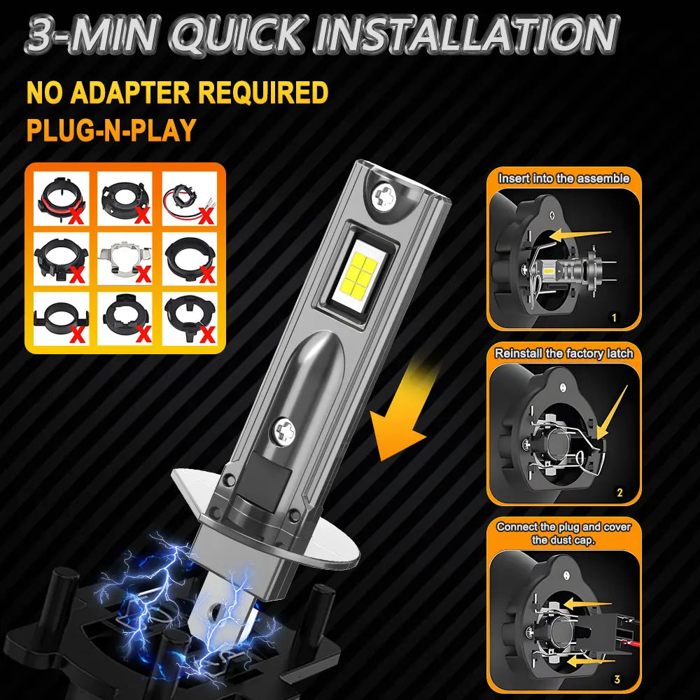 LED H1 Bulb CANBUS Car Headlight Super Bright Auto Lights Mini Wireless Spotlights Fog Lamp LED 6000K Headlamp Plug&Play 12V