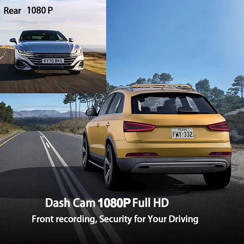 Dual Lens 1080P HD for Cars 4inch Touch Screen Dash Cam Car DVR Video Recorder Front and Rear View Camera for Vehicle Black Box