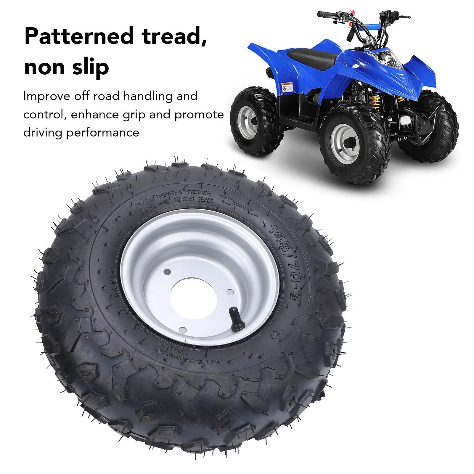 145/70-6 145x70-6 Tire 6 Inch Wheels Rim Tire 3 Bolts Go Kart Tyre for ATV UTV Quad Off Road Golf Cart Tire with Rim