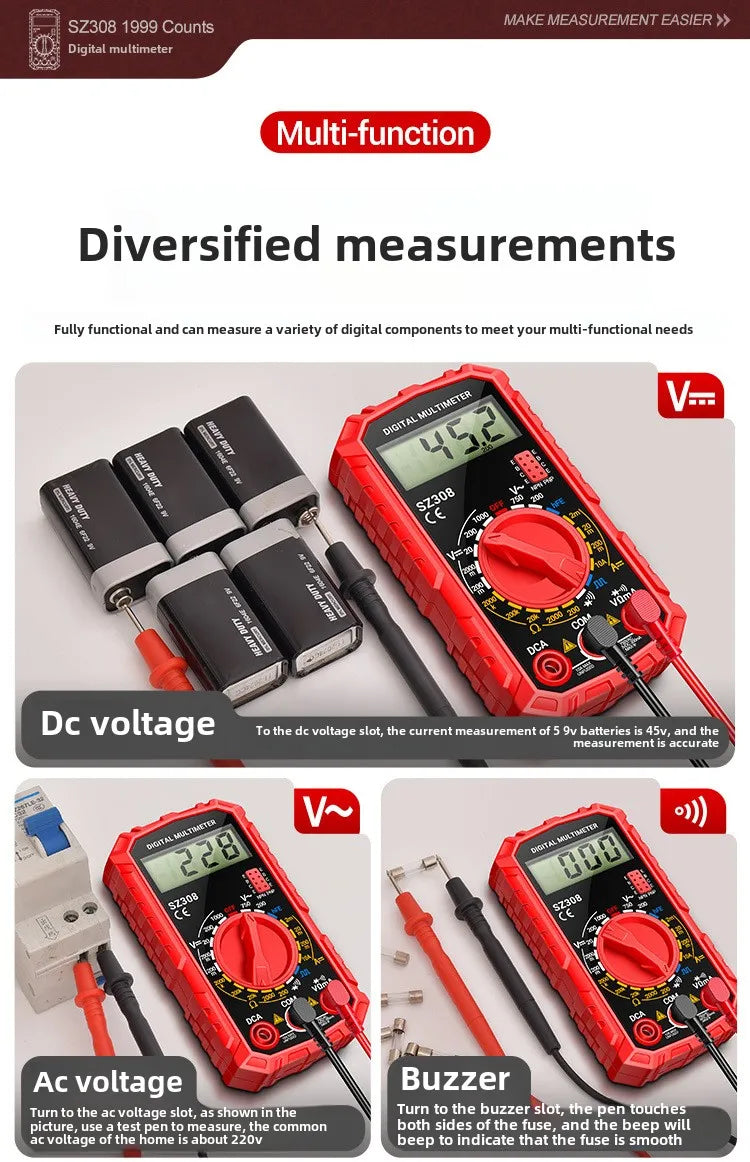 Digital Multi functional Universal Meter for Household Us Digital Multimeter for Electrical Inspection and Maintenance