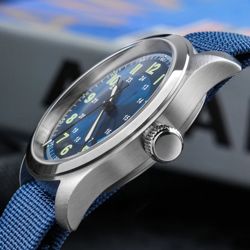Militado ML08 Men Military Watch VH31 Quartz Movement Sapphire Luminous Waterproof Watches 38mm Vintage Stainless Steel Watch