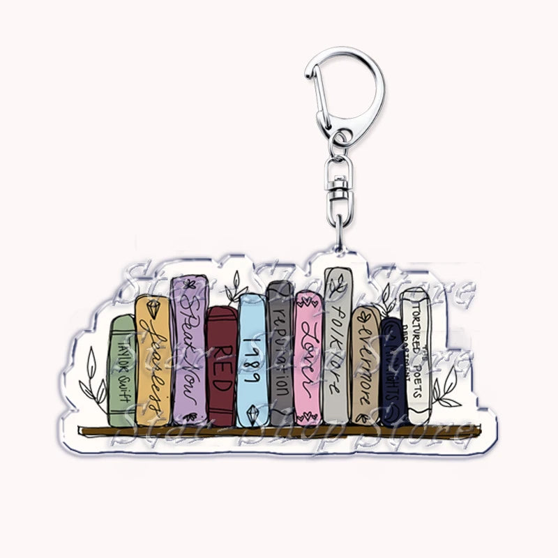 Popular Singer Keychains for Accessories Bag Folklore Eras Tour Evermore Reputation 1989 TTPD Keyring Jewelry Fans Lover Gifts