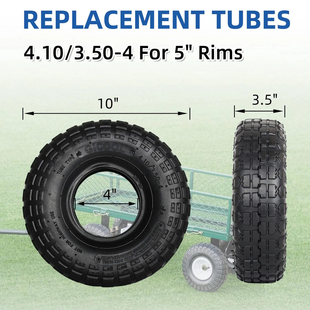 4.10/3.50-4 410/350-4 4.10-4 Tire and Inner Tube for Warehouse Cars Scooter Wheel Hand Truck Lawn Mower Dollies Wheelbarrow