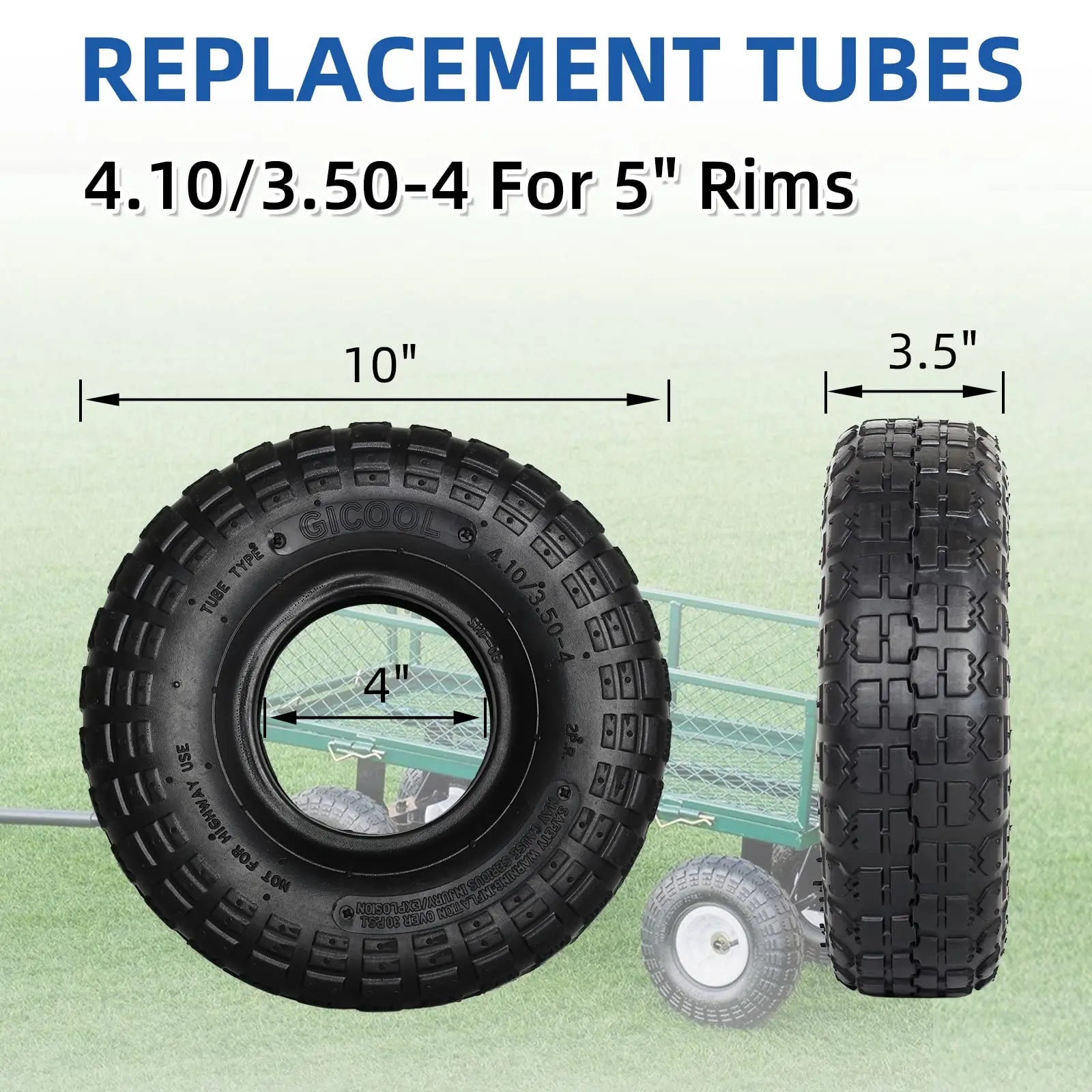 4.10/3.50-4 410/350-4 4.10-4 Tire and Inner Tube for Warehouse Cars Scooter Wheel Hand Truck Lawn Mower Dollies Wheelbarrow