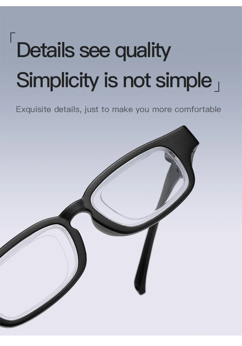Portable Rotatable Adjustable Focal Length Reading Glasses Square Full Frame Adjustable From +50 To +350 Degrees Eyeglasses