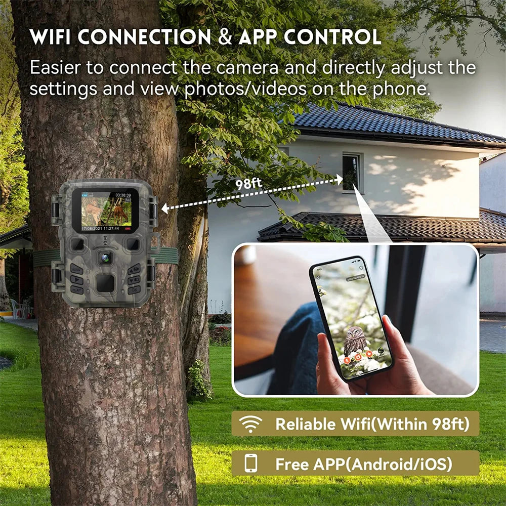 24MP 1296PTrail Camera WIFI Bluetooth APP Waterproof IP65 Trap Game Cam Outdoor Wildlife Infrared Night Vision Motion Camera