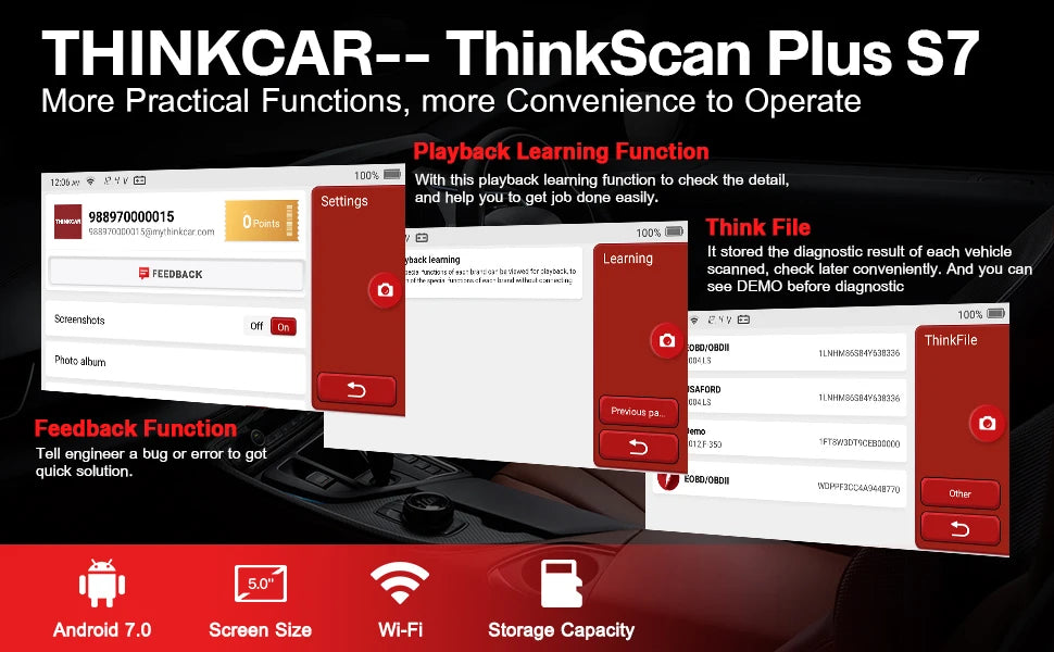THINKCAR Thinkscan Plus S7 Best Car  Scanner OBD2 Scanner Professional Automotive Code Reader DIY Car Diagnostic Tool 5 Resets