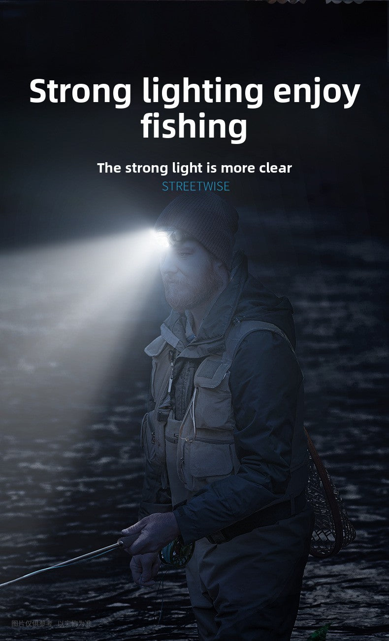 LED headlights, strong light, long-range shooting, handheld charging, outdoor night fishing flashlight, household ultra bright h