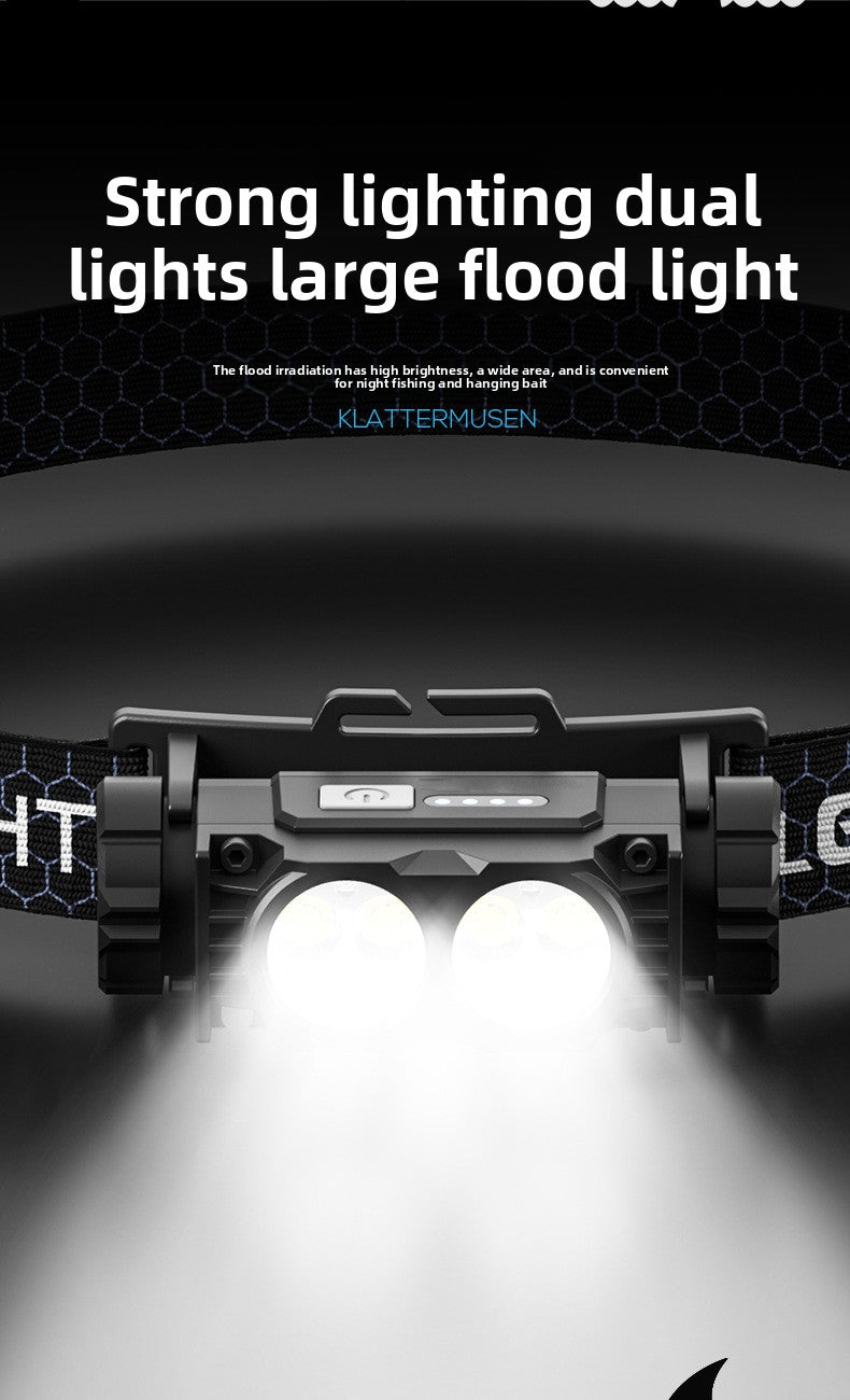 LED headlights, strong light, long-range shooting, handheld charging, outdoor night fishing flashlight, household ultra bright h